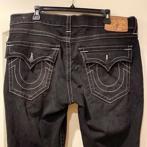 TRUE RELIGION STRAIGHT FLAP NATURAL SN MENS JEANS SIZE 38x33 BLACK And WHITE